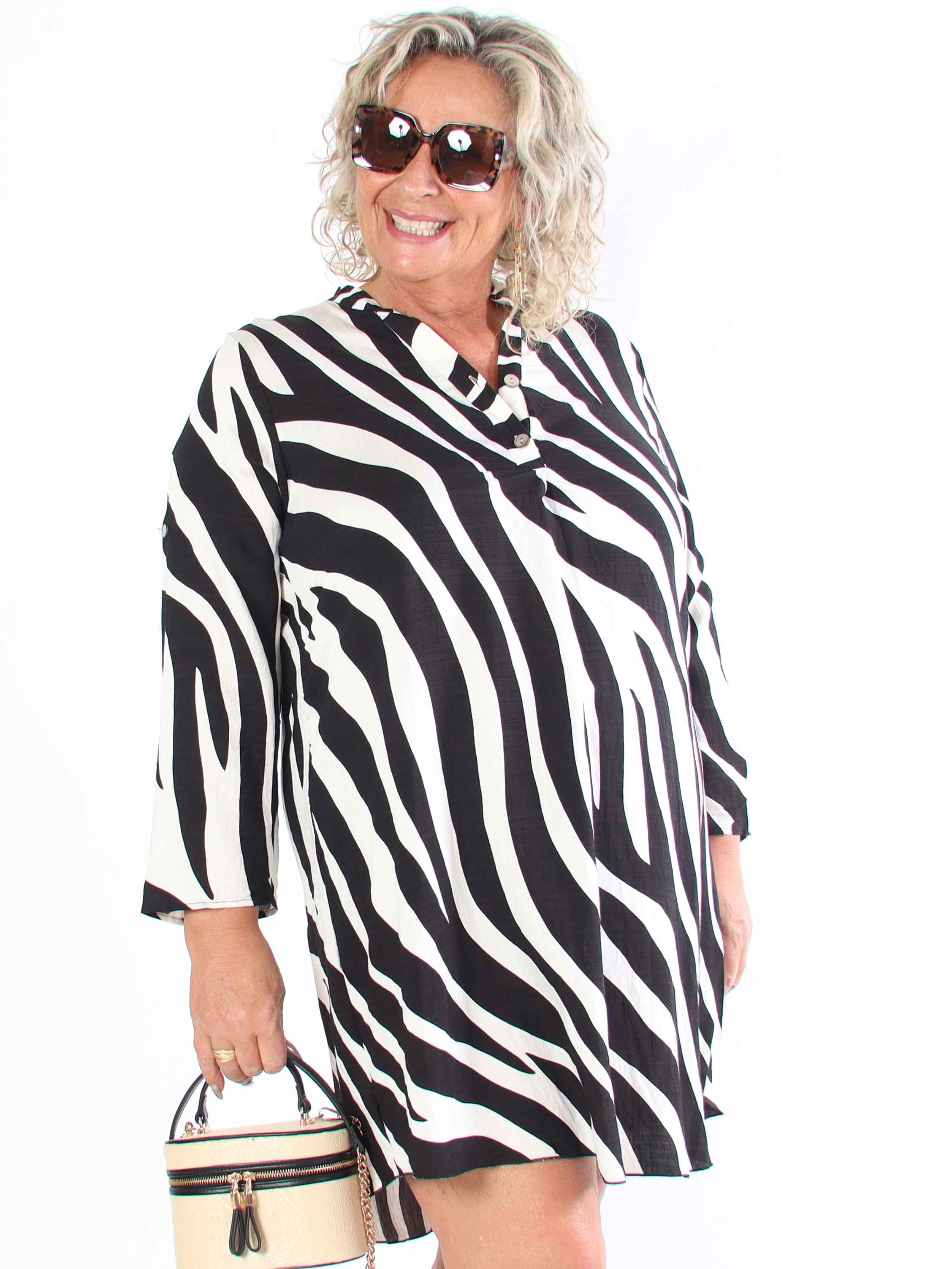 Luna - Stribet plus size tunikakjole i viskose